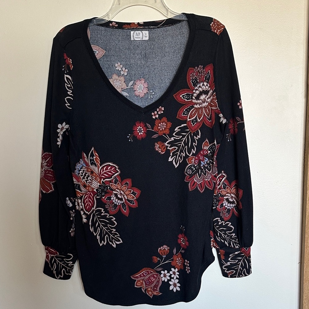 Maurices Black and Orange Patterned Top